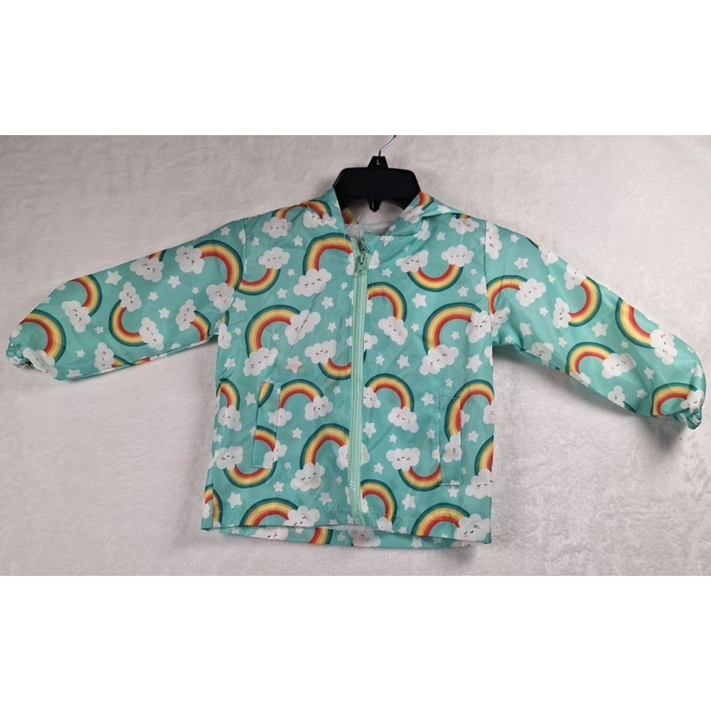 Girl's Rainbow Hooded Rain Jacket Size: 4 NWT